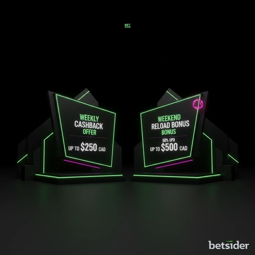 Betsider free spins reload promotion banner showing weekly and weekend deals