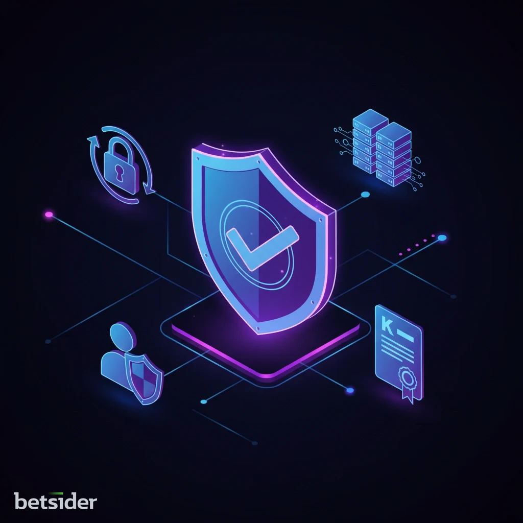 A digital security shield and lock icon, symbolizing Betsider's licensing and data protection measures.