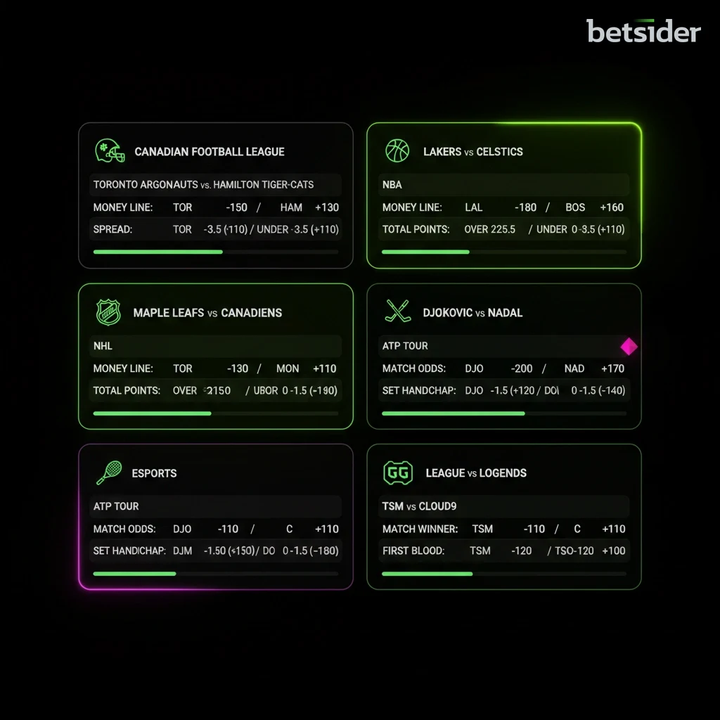 Collage of sports icons for Betsider sports betting markets including hockey and soccer